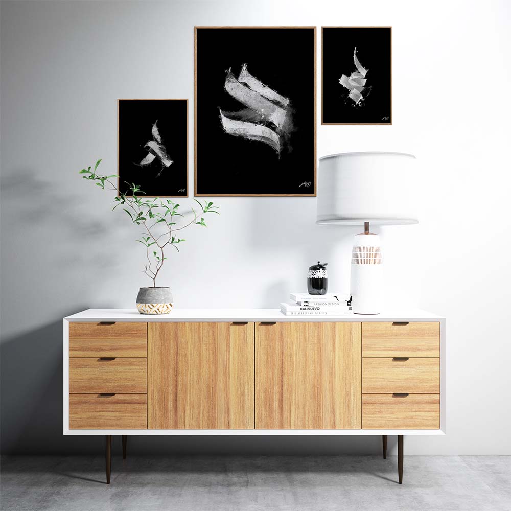 Black and White Calligraphy Art Poster
