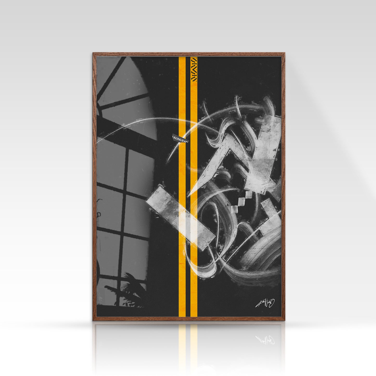 Black, White and Orange Calligraphy and Graffiti Art Poster