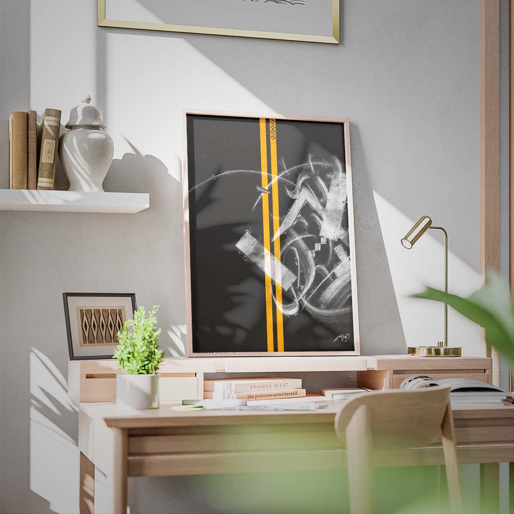 Black, White and Orange Calligraphy and Graffiti Art Poster