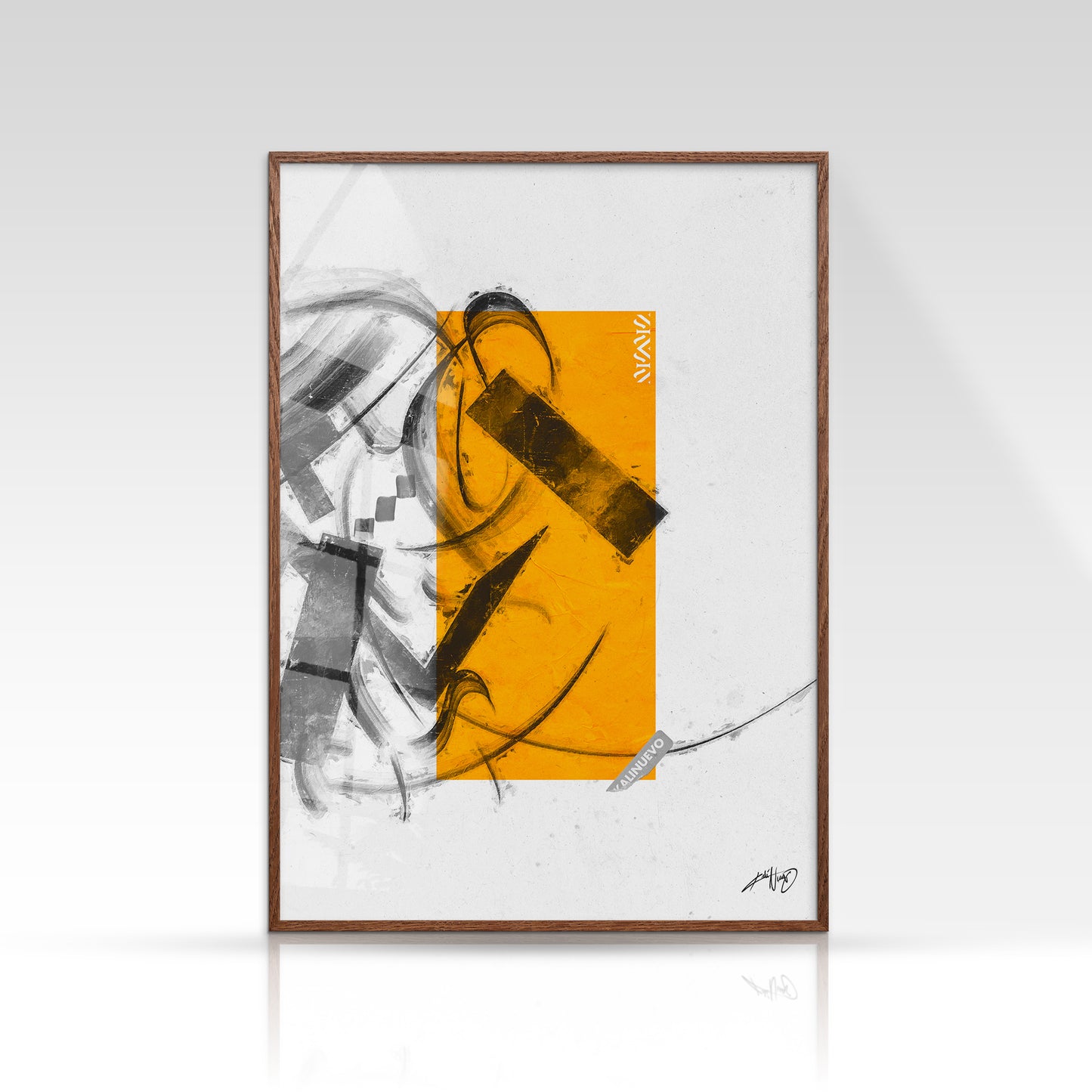 White, Black and Orange Calligraphy and Graffiti Art Poster