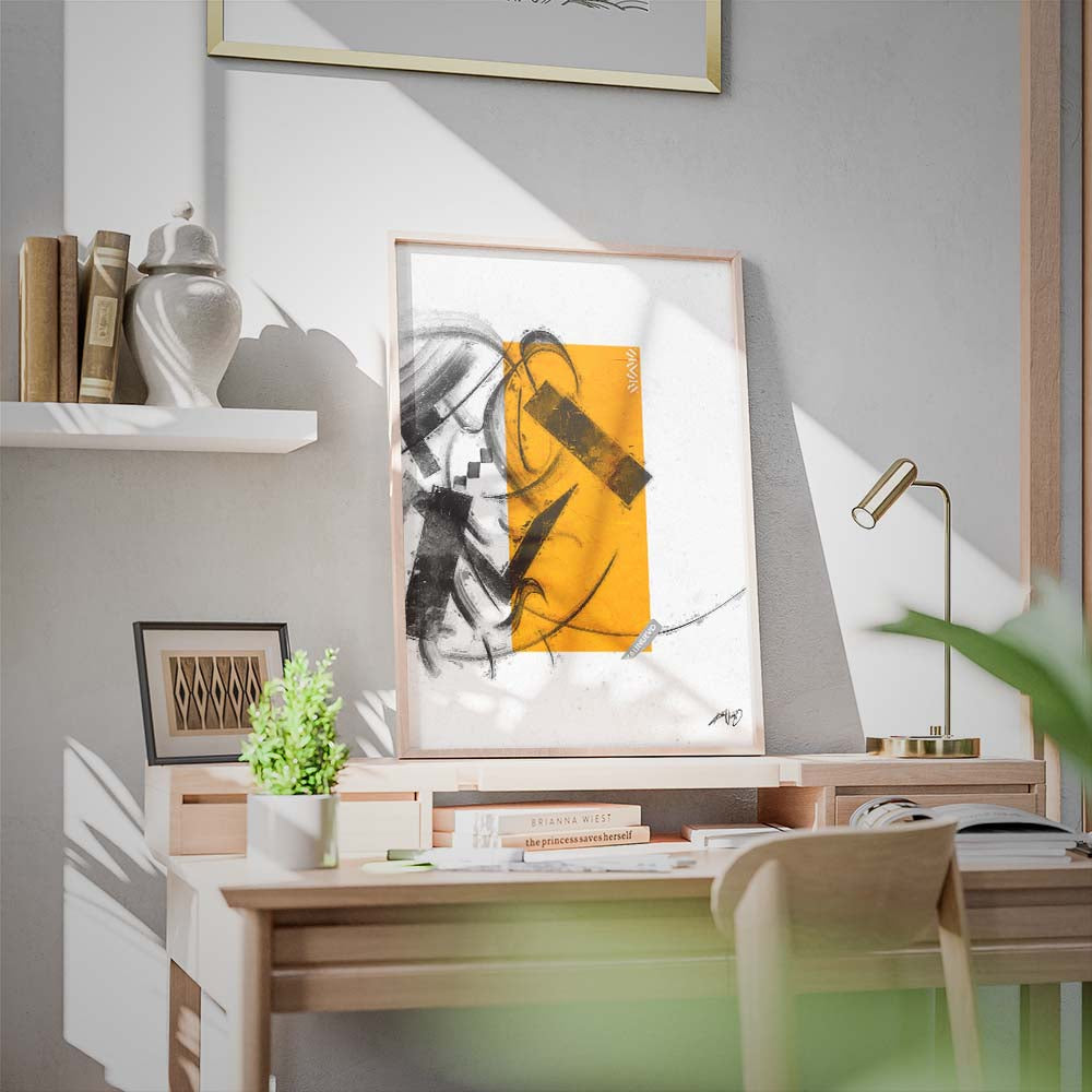 White, Black and Orange Calligraphy and Graffiti Art Poster