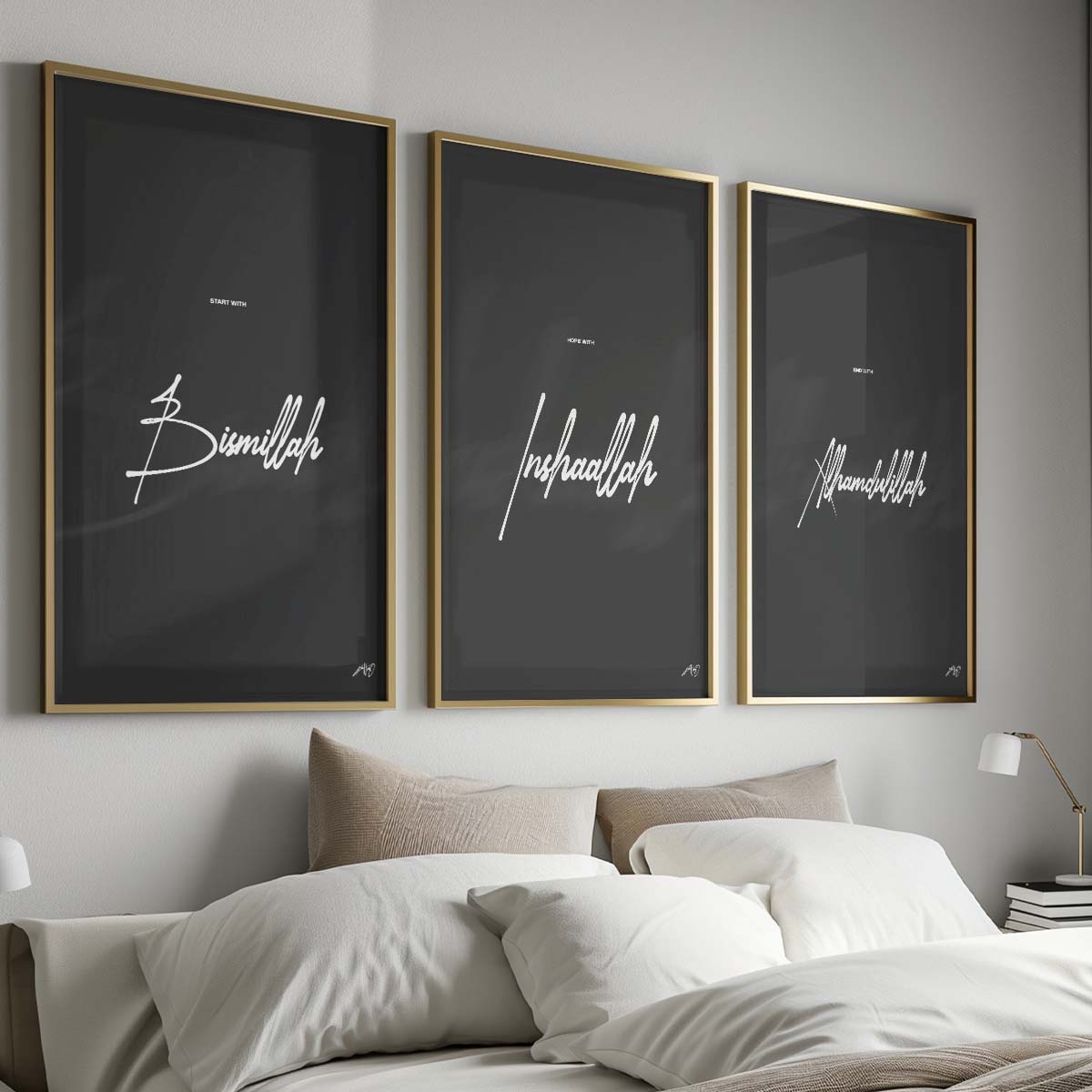 Islamic calligraphy poster with Quranic words. Art by Kali Nuevo