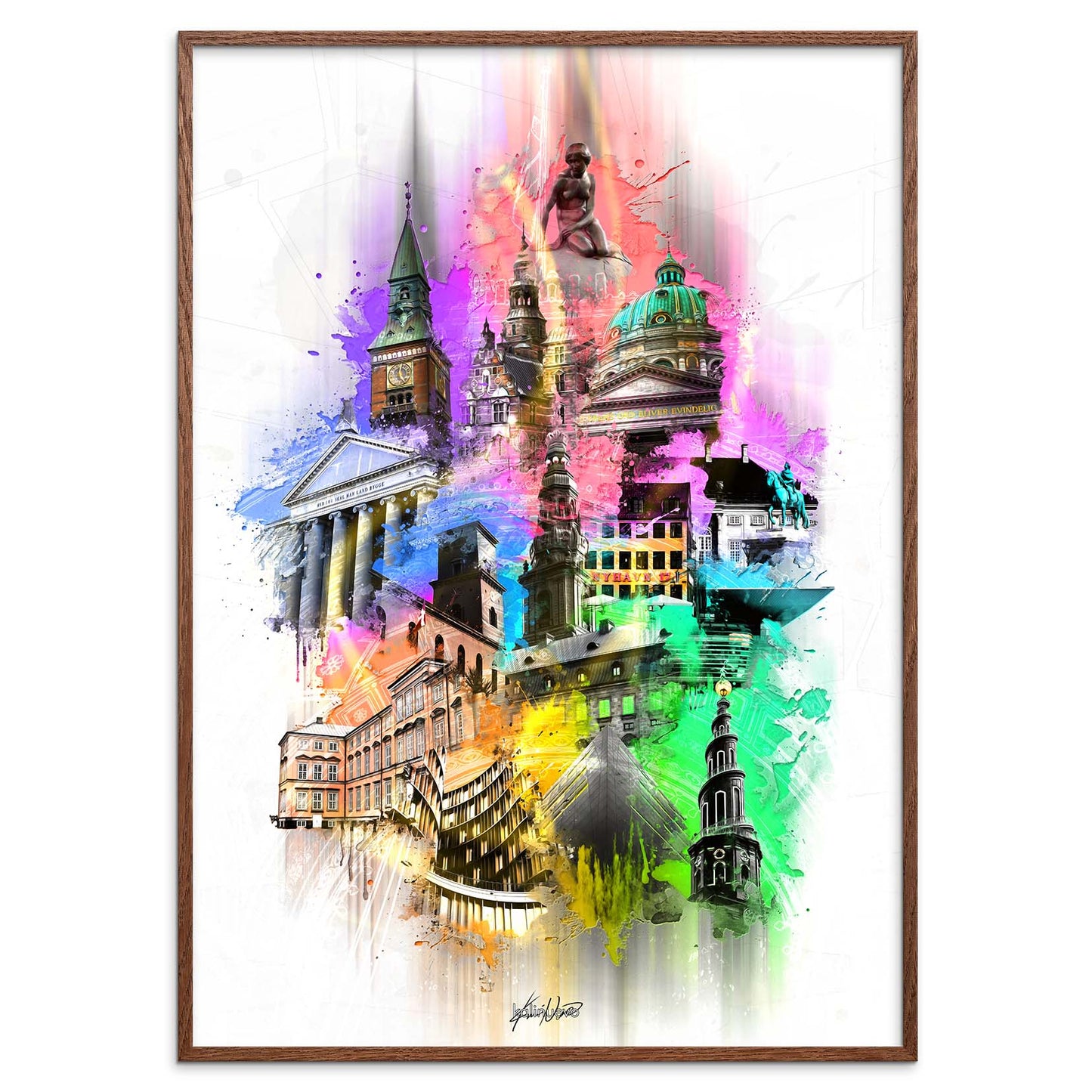 En stemningsfuld og farverig plakat af København, der indfanger byens skønhed og charme. Oplev Københavns ikoniske vartegn og hyggelige atmosfære gennem denne detaljerede plakat, der præsenterer byens livlige gader, historiske bygninger og naturskønne områder. Lad denne farverige København plakat bringe et strejf af byens magi ind i dit hjem eller kontor, og vær omgivet af byens unikke vibe.