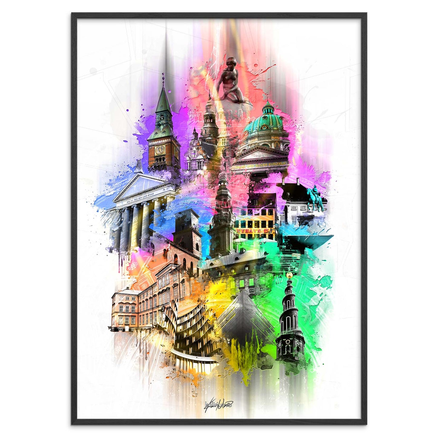 En stemningsfuld og farverig plakat af København, der indfanger byens skønhed og charme. Oplev Københavns ikoniske vartegn og hyggelige atmosfære gennem denne detaljerede plakat, der præsenterer byens livlige gader, historiske bygninger og naturskønne områder. Lad denne farverige København plakat bringe et strejf af byens magi ind i dit hjem eller kontor, og vær omgivet af byens unikke vibe.