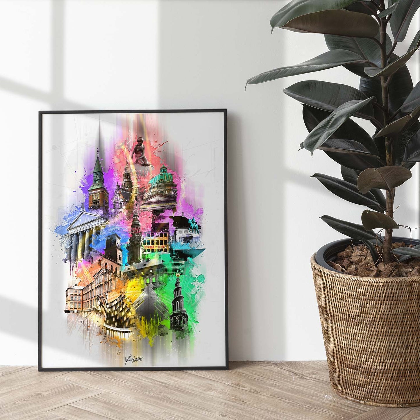 En stemningsfuld og farverig plakat af København, der indfanger byens skønhed og charme. Oplev Københavns ikoniske vartegn og hyggelige atmosfære gennem denne detaljerede plakat, der præsenterer byens livlige gader, historiske bygninger og naturskønne områder. Lad denne farverige København plakat bringe et strejf af byens magi ind i dit hjem eller kontor, og vær omgivet af byens unikke vibe.