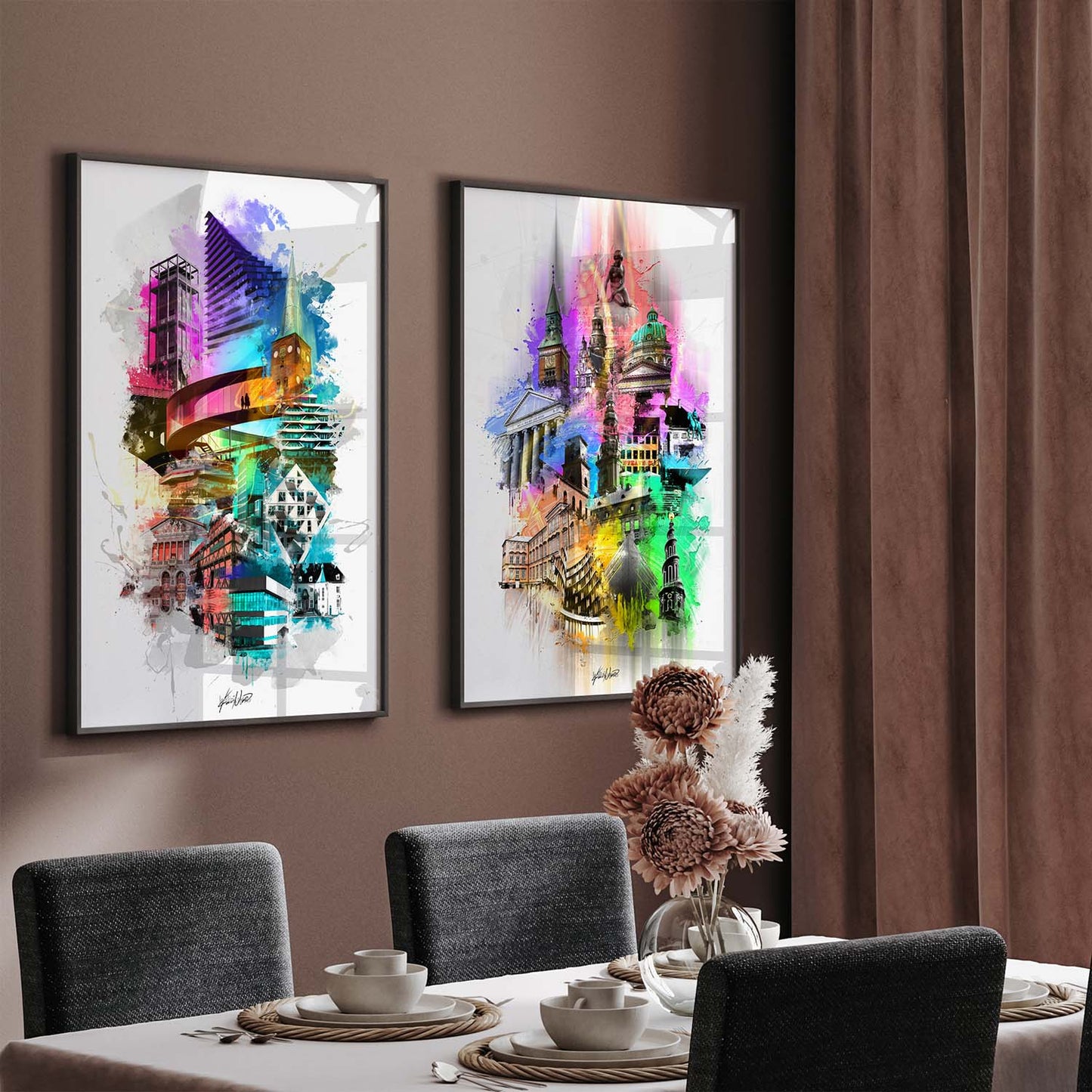 En stemningsfuld og farverig plakat af København, der indfanger byens skønhed og charme. Oplev Københavns ikoniske vartegn og hyggelige atmosfære gennem denne detaljerede plakat, der præsenterer byens livlige gader, historiske bygninger og naturskønne områder. Lad denne farverige København plakat bringe et strejf af byens magi ind i dit hjem eller kontor, og vær omgivet af byens unikke vibe.