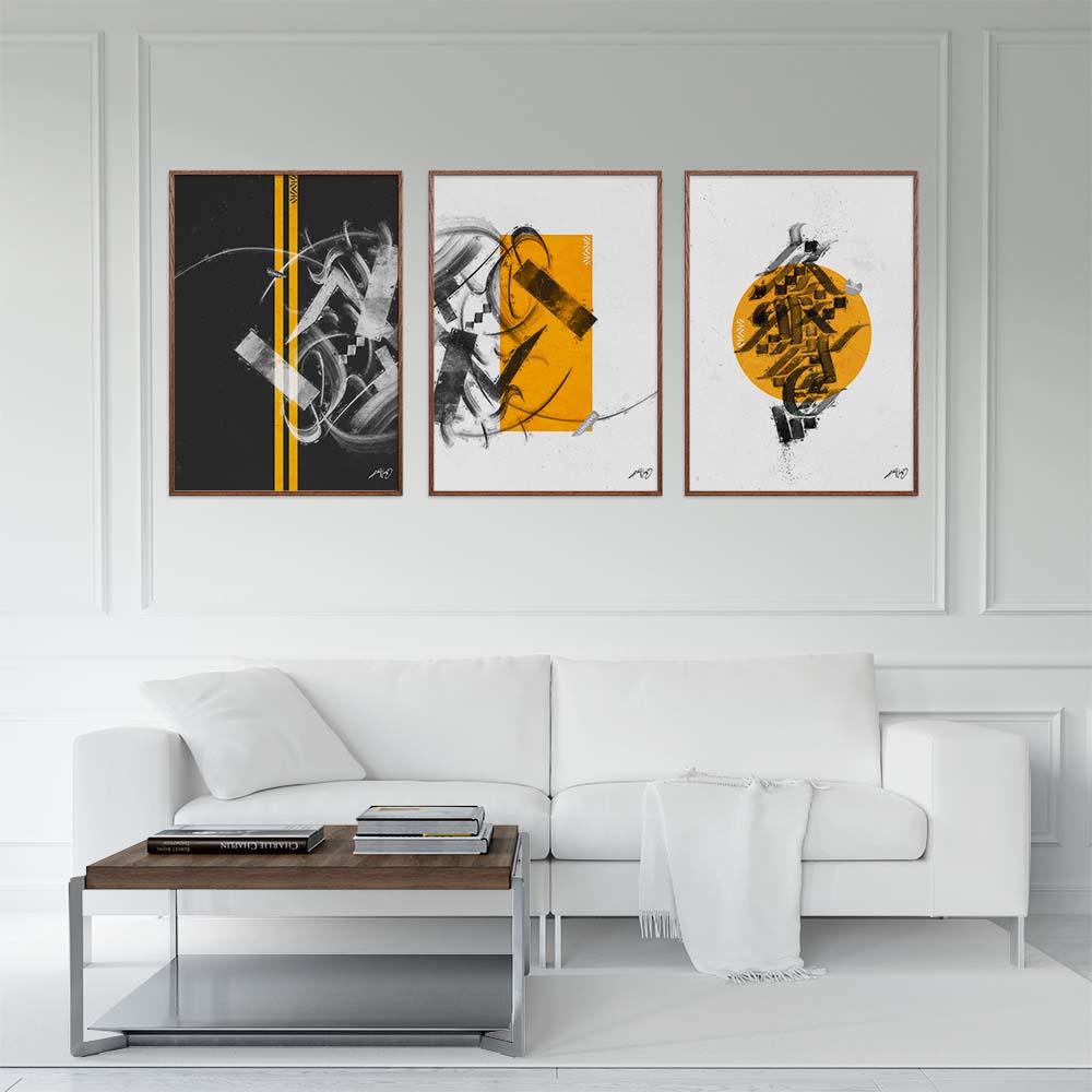 Black, White and Orange Calligraphy and Graffiti Art Poster
