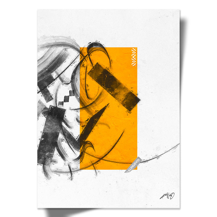 White, Black and Orange Calligraphy and Graffiti Art Poster